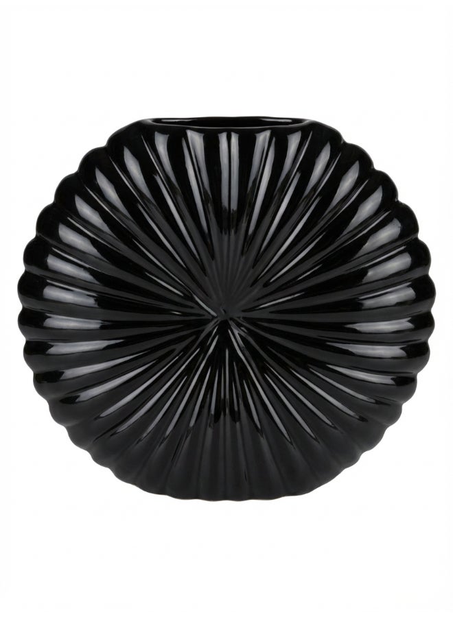 ايست من نون Ceramic Vase for Floral Decorative arrangement, Ht-23.5 cm | Shiny Black Color | Sunburst Glaze Design | Size -25.5x6x23.5 cm | Perfect for decorativing your living room, Ideal for decorating coffee table, dinning table, console table or any office or living space - Image 5